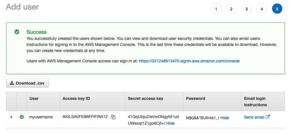 Download credentials page