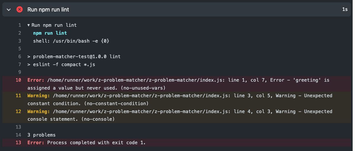 Problem matchers in VSCode