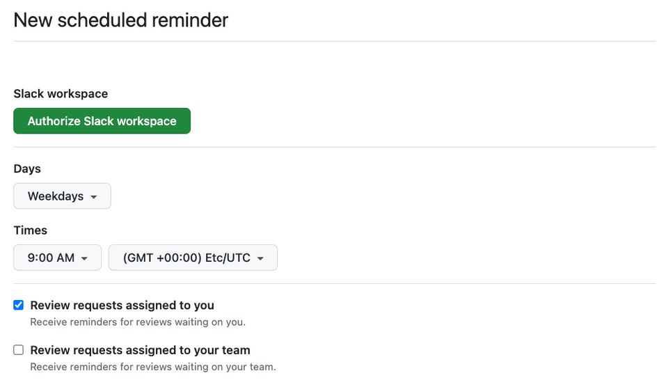 GitHub Scheduled Reminder configuration page