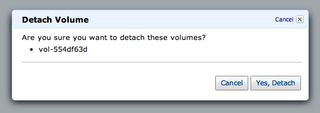 Detach volume modal screenshot